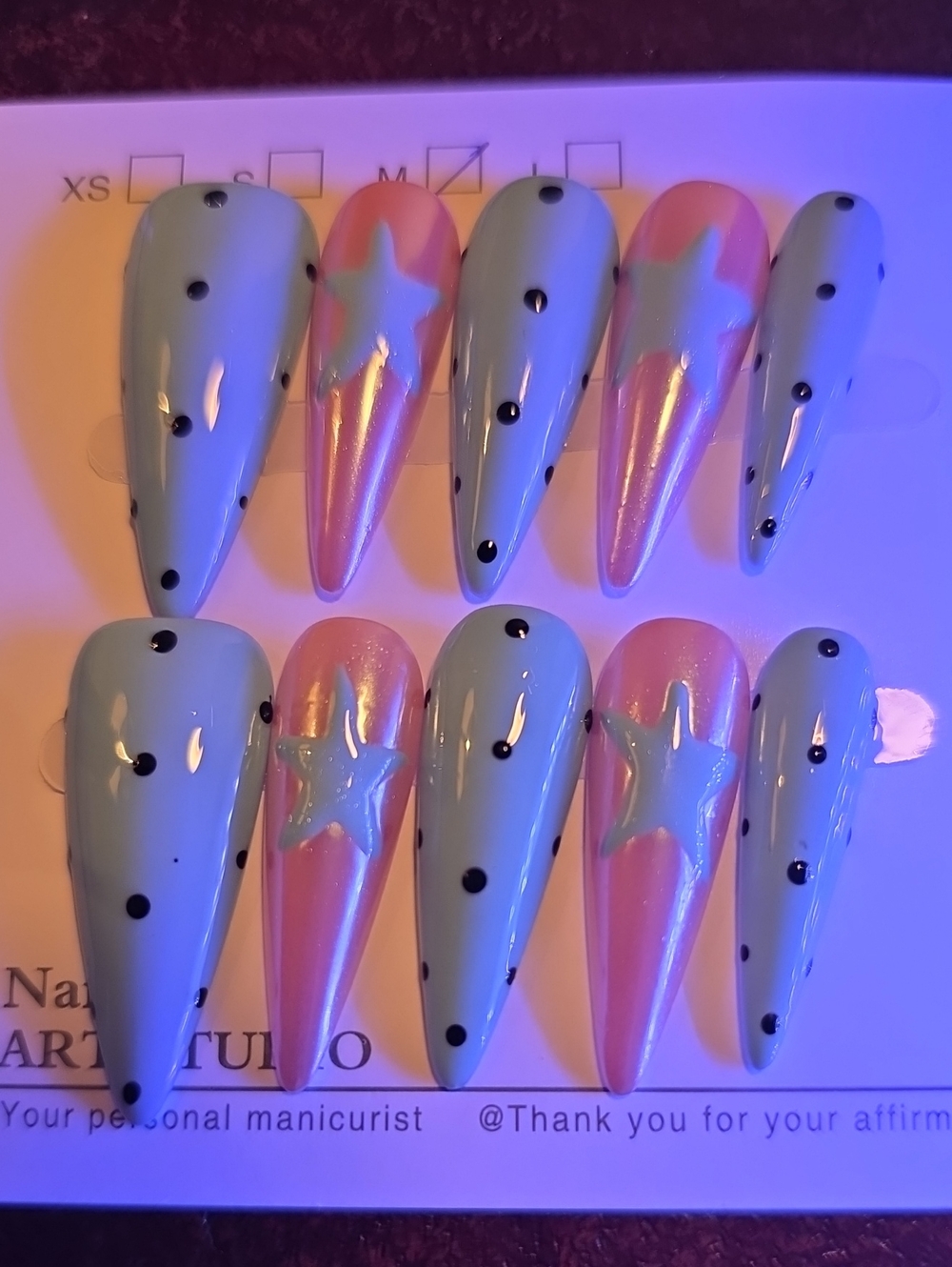 Blue Star Accent Press-On Nail Set Size Med